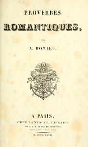 Cover of: Proverbes romantiques.