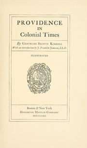Cover of: Providence in colonial times.