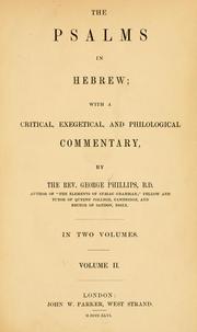 Cover of: Psalms in Hebrew: with a critical, exegetical, and philological commentary.