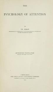 Cover of: The psychology of attention. by Théodule Armand Ribot