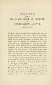 Cover of: Public dinner given to Mr. C. Roach Smith, at Newport, Isle of Wight by 