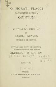 Cover of: Q. Horati Flacci Carminum librum quintum by A. D. Godley