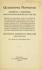 Cover of: Quaestiones Nonnianae by Antonius Henricus Preller, Antonius Henricus Preller