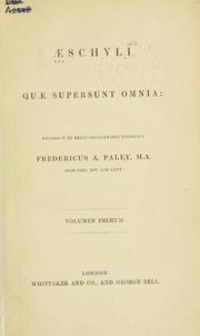 Cover of: Quae supersunt omnia by Aeschylus