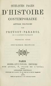 Cover of: Quelques pages d'histoire contemporaine by Lucien Anatole Prévost-Paradol