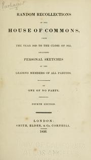 Cover of: Random recollections of the House of commons, from the year 1830 to the close of 1835 by Grant, James