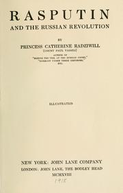 Cover of: Rasputin and the Russian revolution. by Catherine Radziwiłł