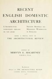 Cover of: Recent English domestic architecture