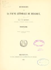 Cover of: Recherches sur la faune littorale de Belgique: crustacés