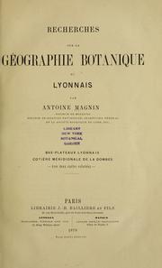 Cover of: Recherches sur la géographie botanique du Lyonnais
