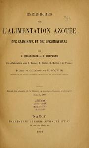Cover of: Recherches sur l'alimentation azotée des graminées et des légumineuses