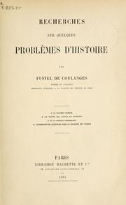 Cover of: Recherches sur quelques problèmes d'histoire.