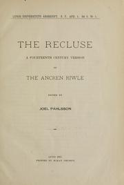 Cover of: The recluse by edited by Joel Påhlsson.
