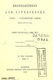 Cover of: Recollections and experiences during a parliamentary career from 1833 to 1848