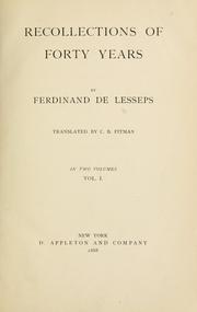Cover of: Recollections of forty years. by Ferdinand de Lesseps