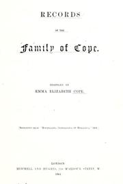 Cover of: Records of the family of Cope