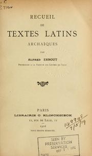 Recueil de textes latins archaïques by Alfred Ernout