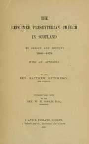 Cover of: The Reformed Presbyterian Church in Scotland by Matthew Hutchison