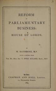 Cover of: Reform in parliamentary business by William Rathbone