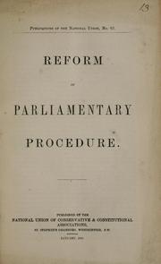 Reform of parliamentary procedure.