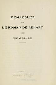 Cover of: Remarques sur le Roman de Renart.