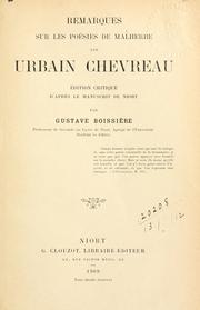 Cover of: Remarques sur les poésies de Malherbe.: Éd. critique d'après le manuscrit de Niort par Gustave Boissière.