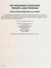 Cover of: renewable resource private loan program: application guidelines and forms