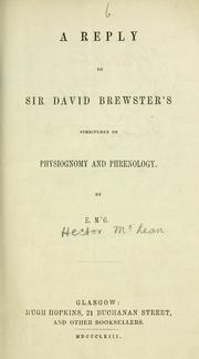 Cover of: A reply to Sir David Brewster's strictures on physiognomy and phrenology
