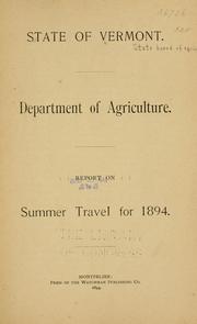 Report on summer travel for 1894 by Vermont. State board of agriculture