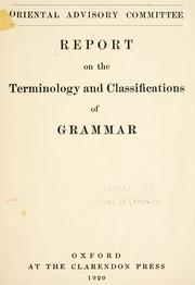 Cover of: Report on the terminology and classifications of grammer.