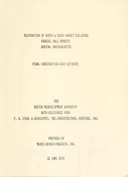 Restoration of north and south market buildings, Faneuil Hall markets, Boston, Massachusetts: final construction cost estimate by Boston Redevelopment Authority