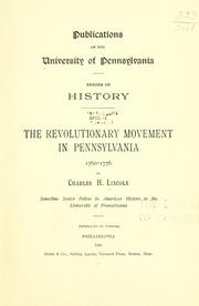 Cover of: revolutionary movement in Pennsylvania 1760-1776