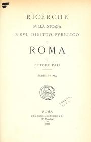 Cover of: Ricerche sulla storia e sul diritto publico di Roma.