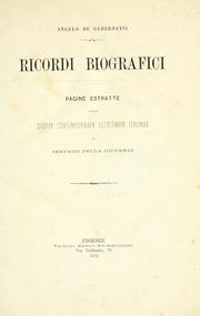 Cover of: Ricordi biografici: pagine estratte dalla storia contemporanea letteraria italiana, in servigio della gioventù.