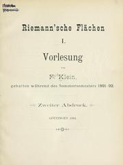 Cover of: Riemann'sche Flächen by Felix Klein
