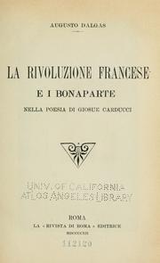 Cover of: La rivoluzione francese e i Bonaparte nella poesia di Giosue Carducci.