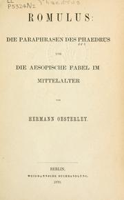 Cover of: Romulus: die Pharaphrasen des Phaedrus und die Aesopische Fabel im Mittelalter