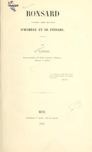 Cover of: Ronsard considéré comme imitateur d'Homère et de Pindare.
