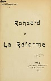 Ronsard et la réforme by Pierre Perdrizet