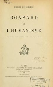 Cover of: Ronsard et l'humanisme, avec un portrait de Jean Dorat et un autographe de Ronsard.