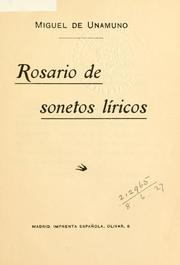 Cover of: Rosario de sonetos líricos. by Miguel de Unamuno