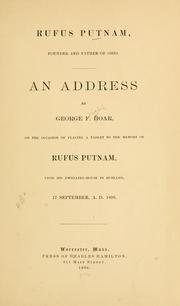Cover of: Rufus Putnam, founder and father of Ohio.: An address