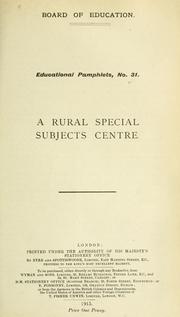 Cover of: rural special subjects centre.