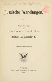Cover of: Russische wandlungen.: Neue beitrage zur russischen geschichte von Nikolaus I. zu Alexander III.