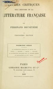 Cover of: Études critiques sur l'histoire de la littIerature française. by Ferdinand Brunetière