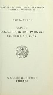 Cover of: Saggi sull'aristotelismo padovano dal secolo XIV al XVI