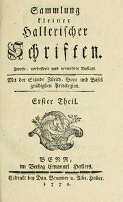 Cover of: Sammlung kleiner Schriften. by Albrecht von Haller