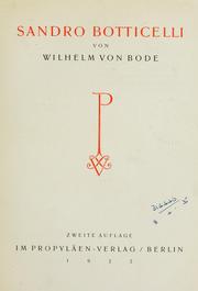 Cover of: Sandro Botticelli. by Wilhelm von Bode