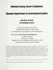 Montana energy saver's guidebook by John Krigger