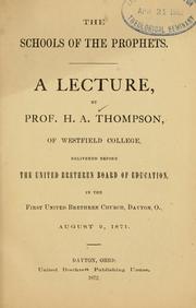 The schools of the prophets by Thompson, Henry Adams